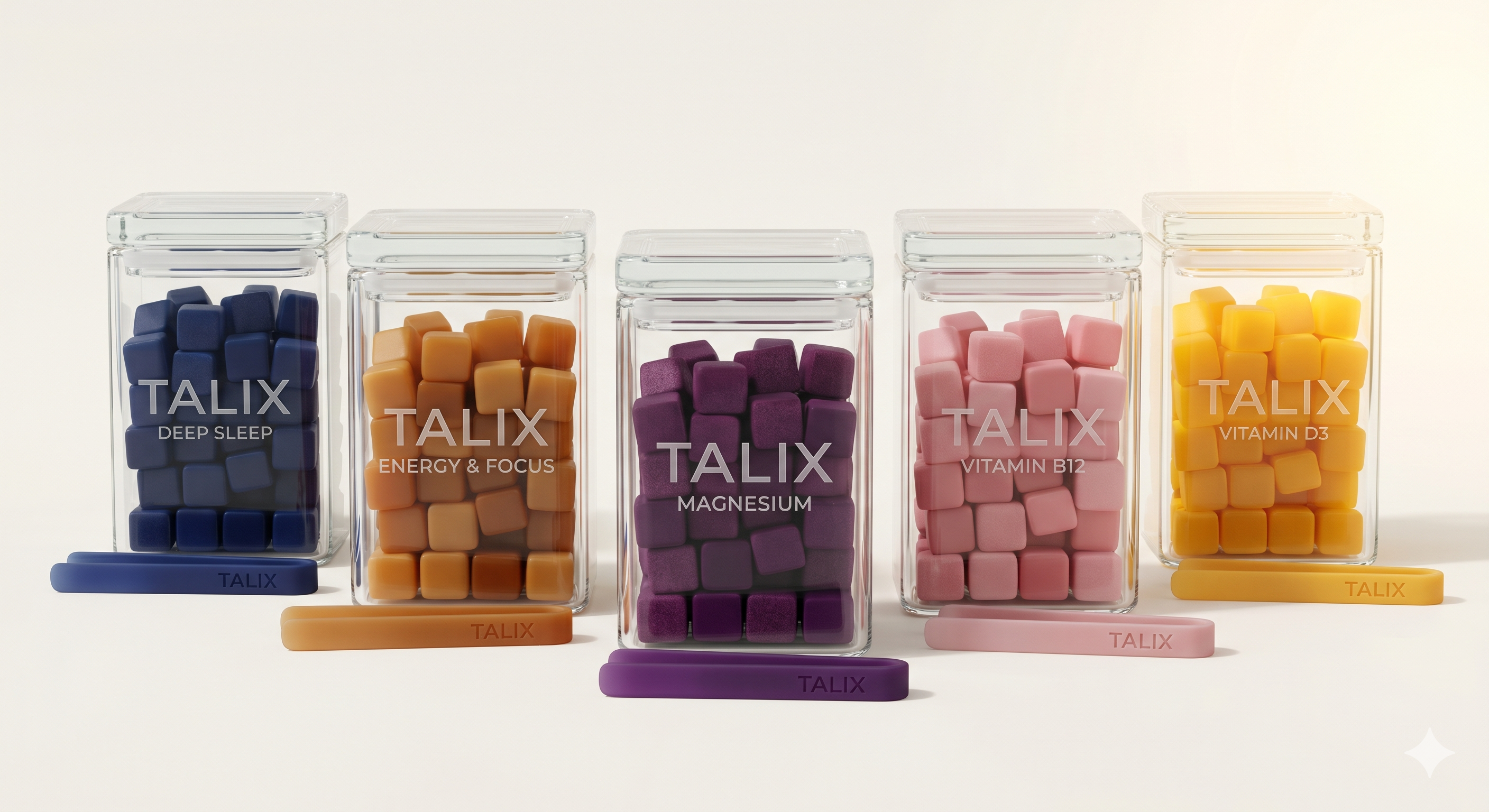 The TALIX lineup — five functional gummy supplements